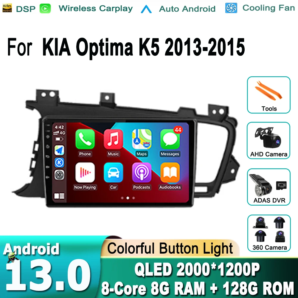 

Car Radio Android 13 Auto For KIA Optima K5 2013 2014 2015 GPS Navi Multimedia Player Stereo QLED Carplay No 2 Din All-in-one