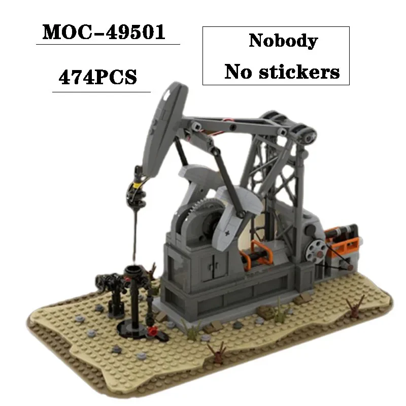 building-block-moc-49501-pompa-dell'olio-jack-oil-well-frame-474pcs-puzzle-per-adulti-e-bambini-educazione-giocattolo-di-compleanno-ornamenti-regalo