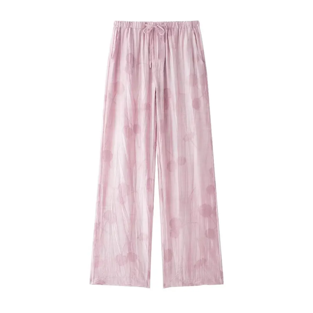 thumbnail image 1 of HH TRAF Traje de verano para mujer, camisa holgada con cuello vuelto y manga larga con botonadura sencilla y pantalón con lazo y cintura alta con cordones para mujer, 1 of 5