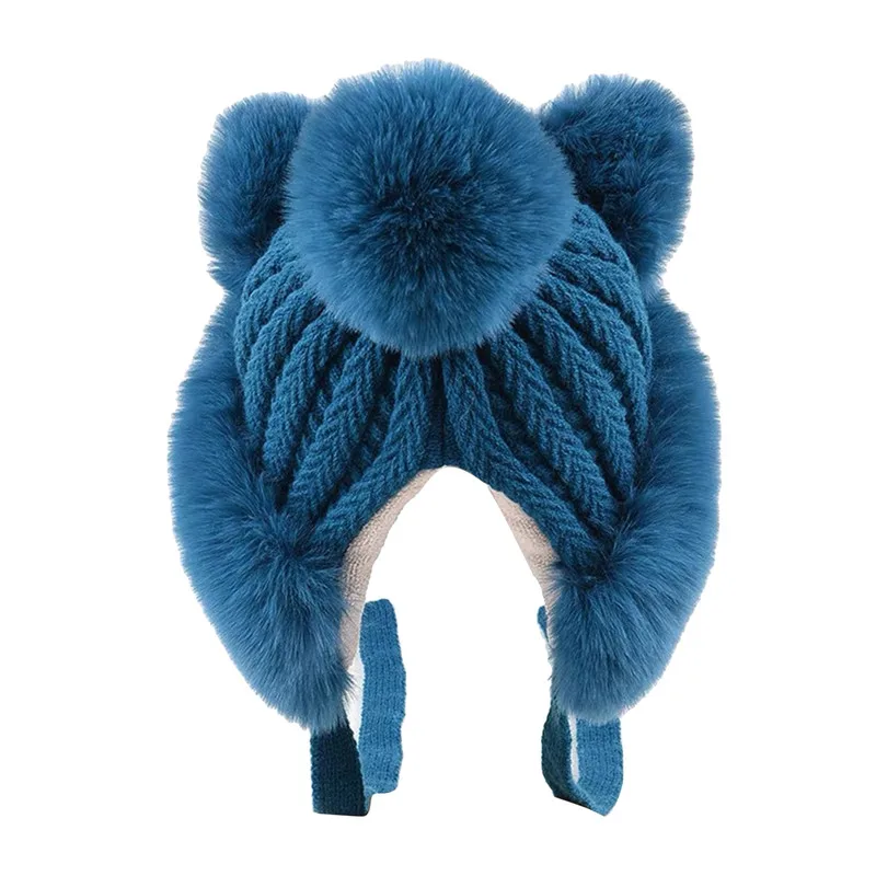 Big Ear Knitted Hat Velvet Warm Knitted Ear Protection Hat Pullover Hat Korean Cute Women's New Pink Plush Ball Hat Winter 6