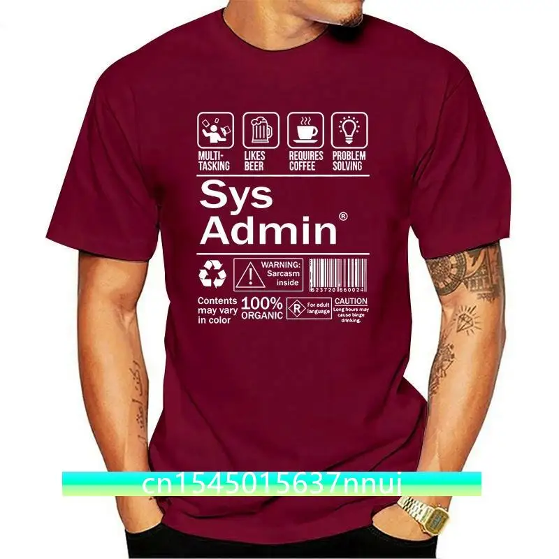 

New System Administrator Product Label T-Shirt Unix Linux Coffee Men Brand Clothihng Top Quality Fashion Mens T Shirt 100%Cotton