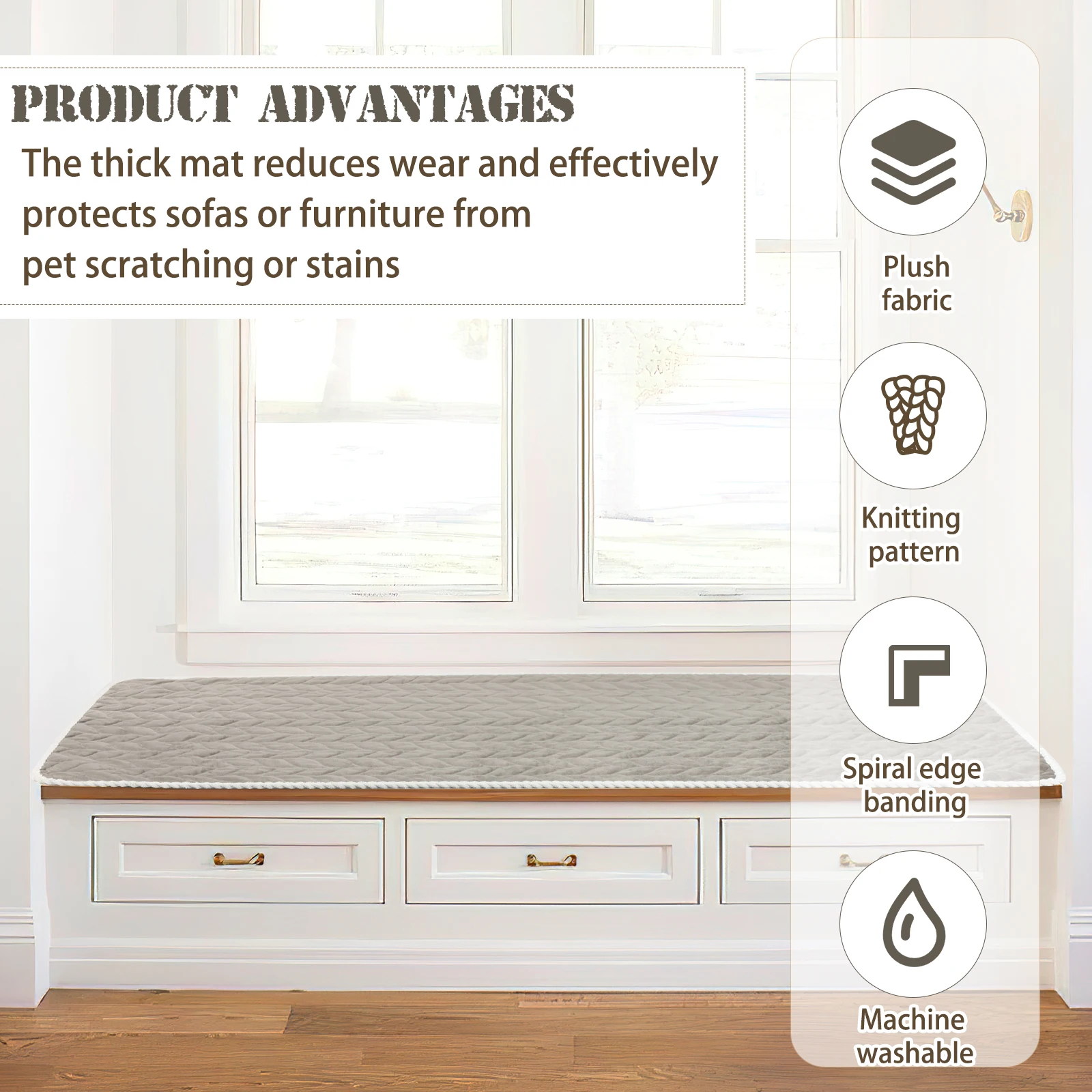 Non-slip Pet Sofa Cover Thick Plush Bay Window Mat Anti-scratch Couch Cushion Cover Universal Furniture Protector Home Decor