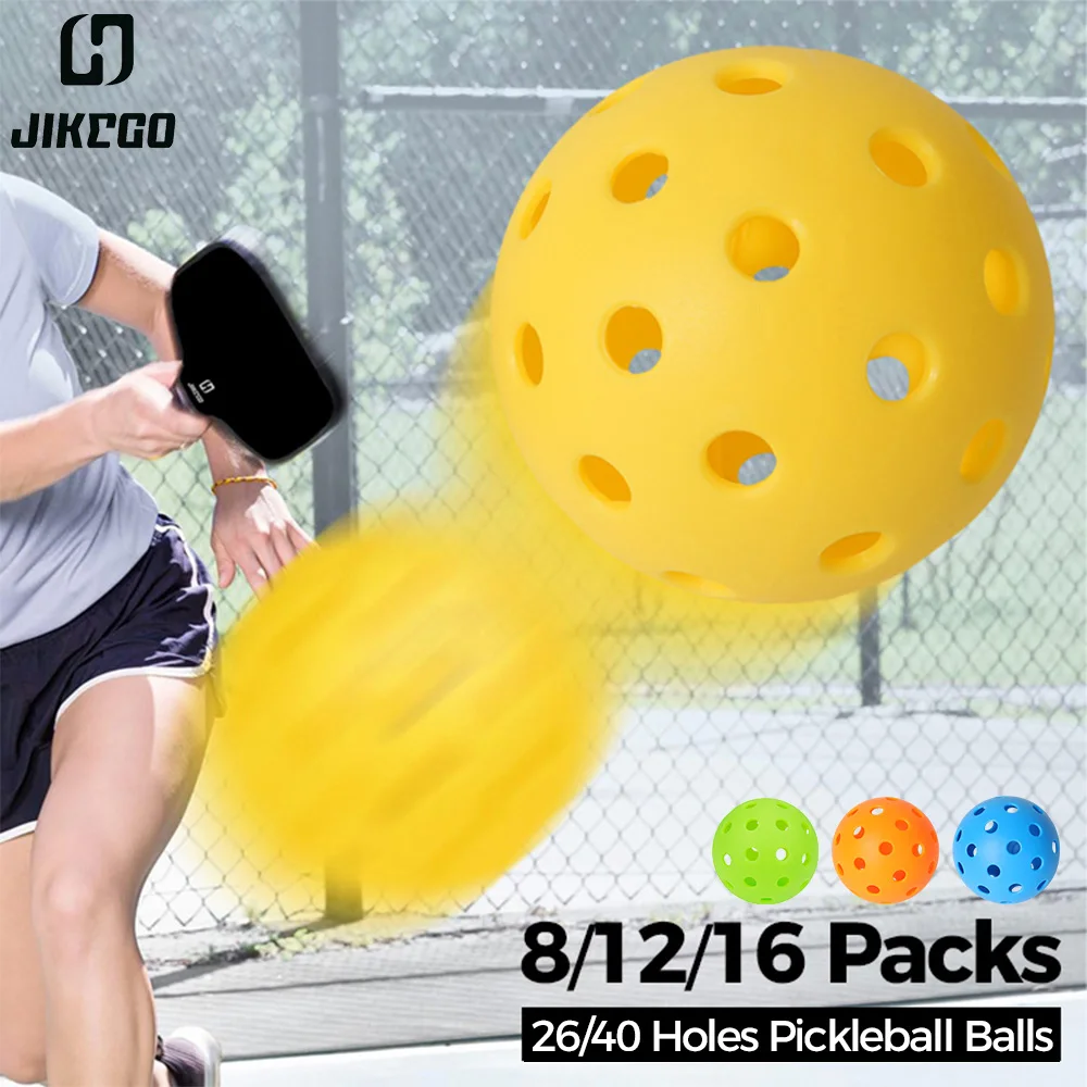 

JIKEGO Pickleball Balls Outdoor 40 Holes 8 12 16 Packs 25g PE Pickleballs Competition Training Indoor 26 Holes Yellow