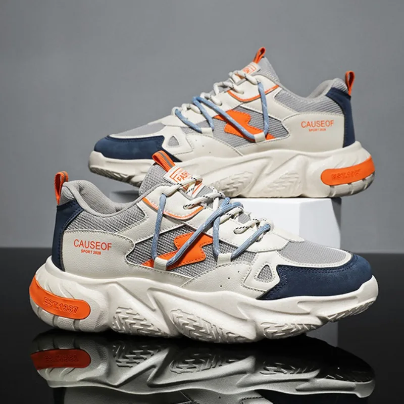 

Korean New Men's Casual Sneakers Lightweight Breathable Thickness Running Shoes Tennis Training Shoe Versatile Zapatillas Hombre
