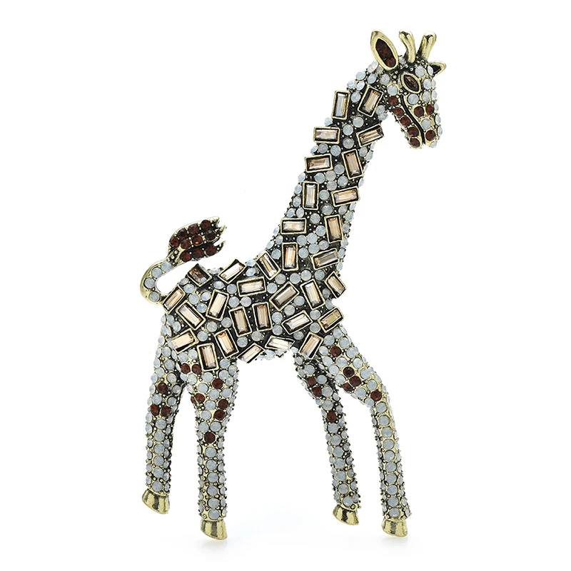 

Wuli&baby Big Shining Giraffe Brooches For Women Unisex Vintage Rhinestone Long Neck Animal Office Party Brooch Pins Gifts