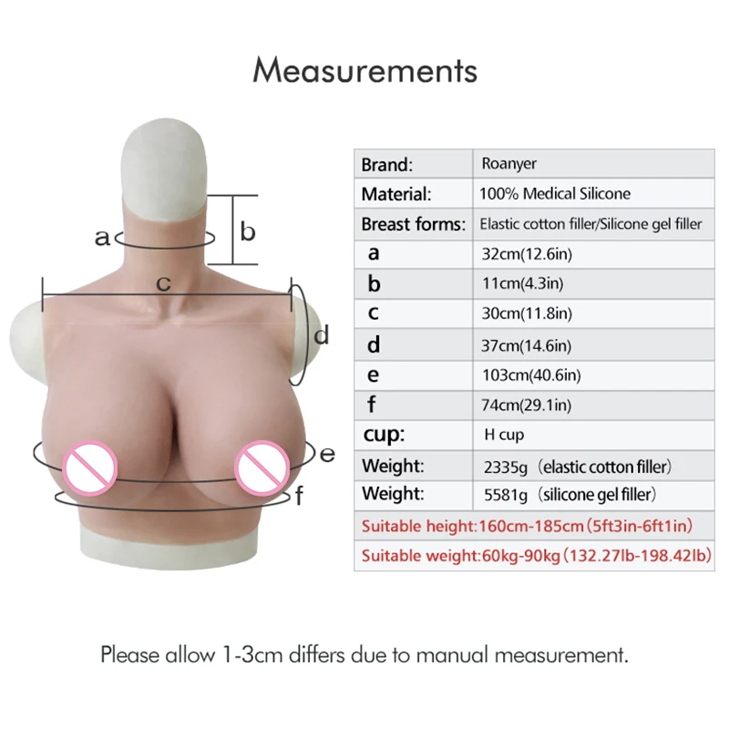 XSWL Silikon Brustplatte Bodysuit Gefälschte Brüste D Tasse