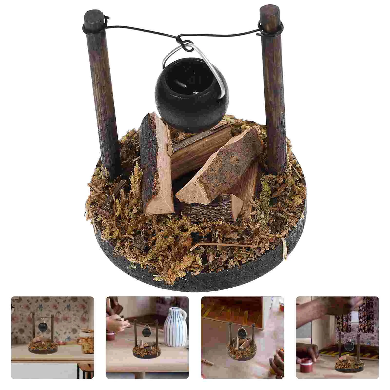 

Miniature Stove Pretend Food Firewood Hanging Dollhouse Kitchen Decoration Fairy Gardens Camping