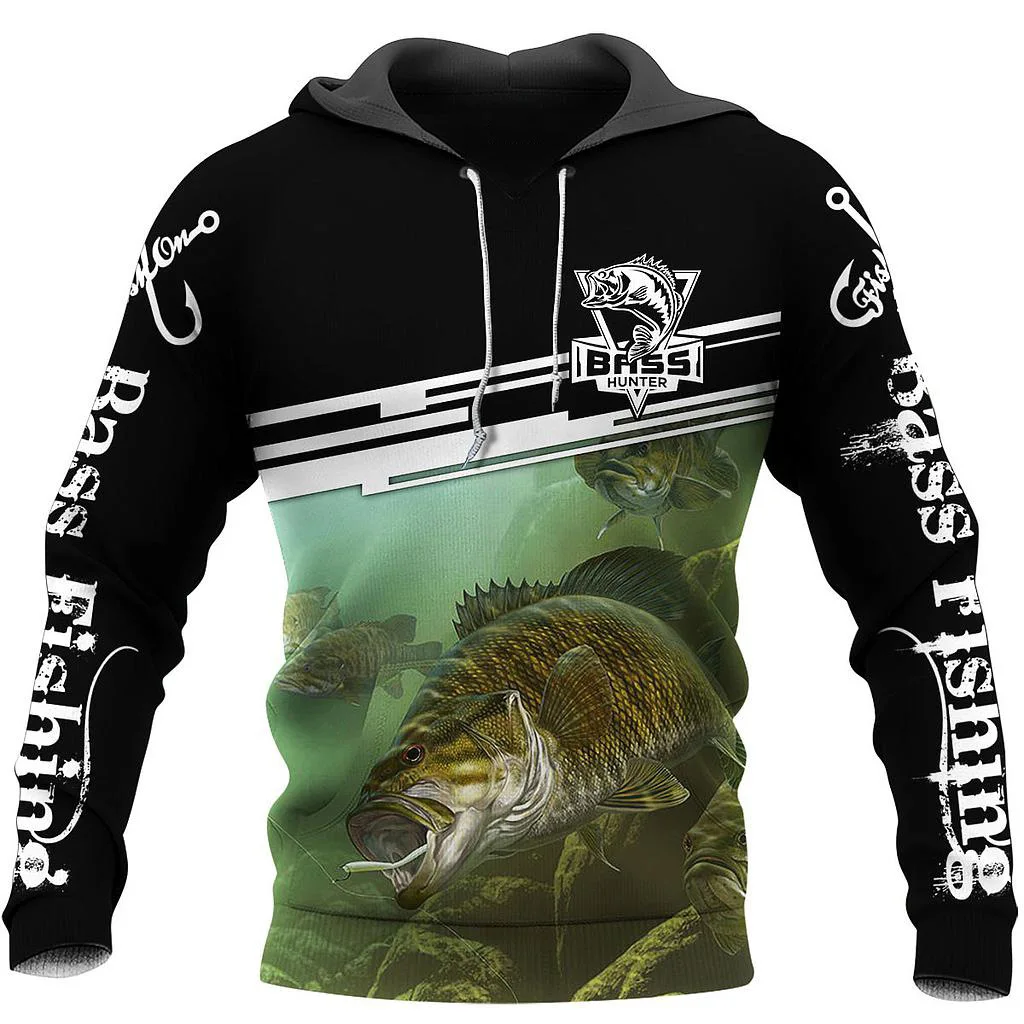 thumbnail image 1 of Nueva sudadera con capucha estampada en 3D con diseño de pesca de lucio en aguas profundas para hombres y mujeres, sudadera de moda de gran tamaño para entusiastas de la caza de peces, 1 of 5