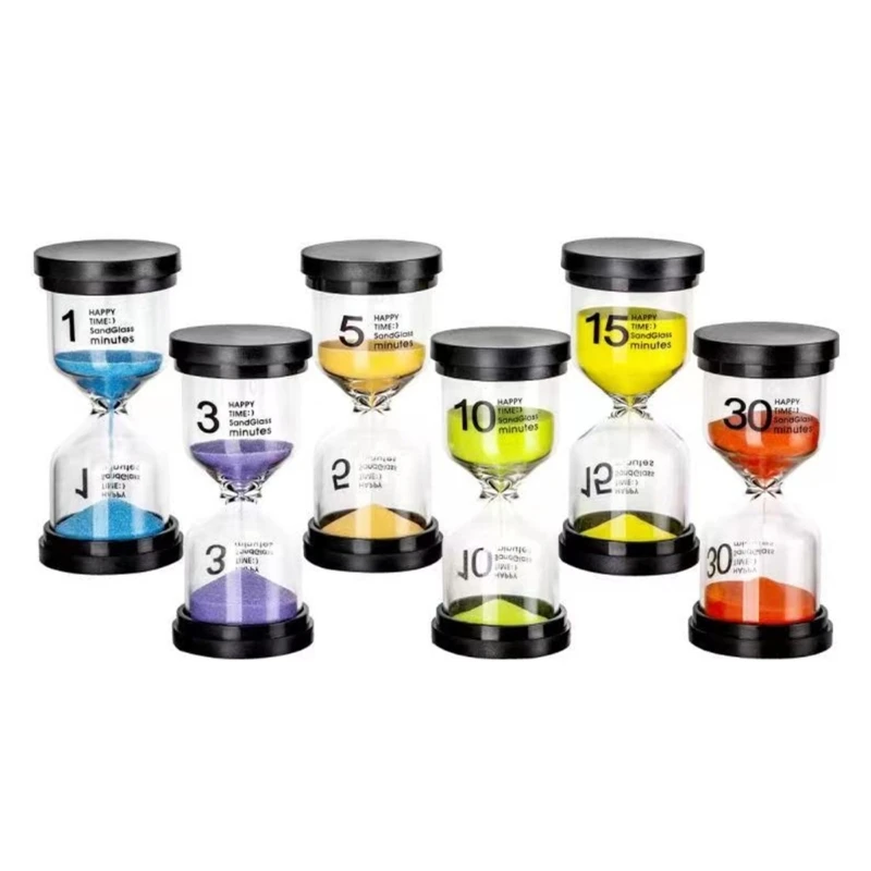 6Pcs/Set Hourglass 1-3-5-10-15-30-Minutes Sand Timer Sand Clock Desktop-Ornaments Children Kid Gift Home Decorations 2