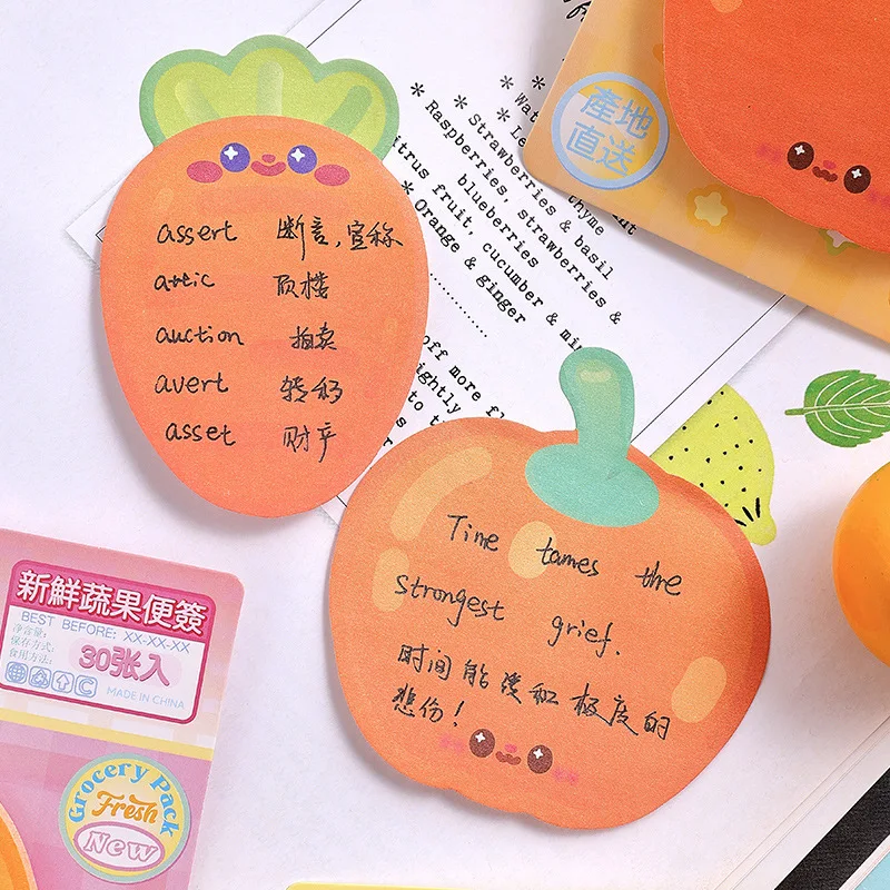 4pcs/lot Vegetable Series Special-shaped Sticky Notes Creative Special-shaped Fruit Student Notes and Messages N Times Stickers