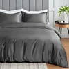 100% Organic Bamboo Bedding Set with Duvet Cover Fitted/Flat Sheet Pillowcase Luxury Silky Bedsheet Bed Linens Queen King Size 1
