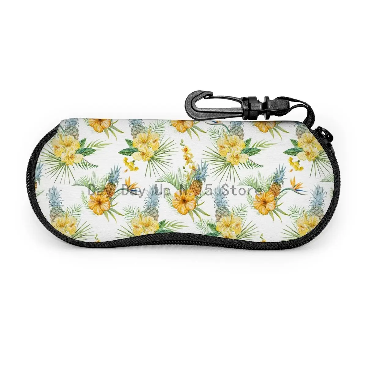 

Watercolor Tropical Floral Pattern Sunglasses Soft Case For Women Men Large Zipper Eyeglass Hook Case