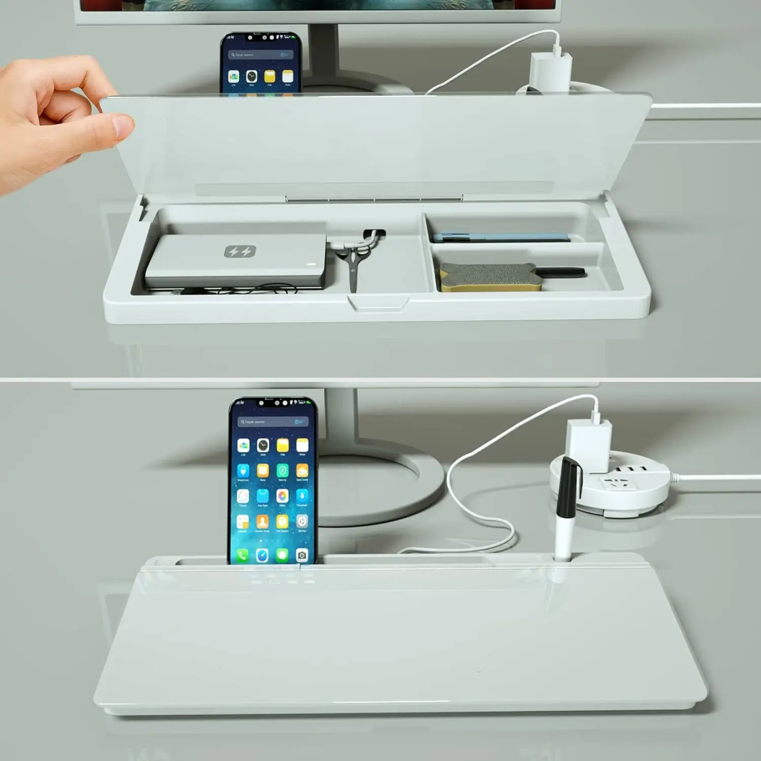 Desktop Whiteboard Storage Writing Board Tempered Glass Portable Desk Work Reminder Board Storage Message Board 3
