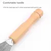 1pc Hair Brush Cleaner Mini Dirt Remover Home Travel Salon Rake with Metal Wire Portable Comb Brush Wooden Handle Cleaning Tools 4