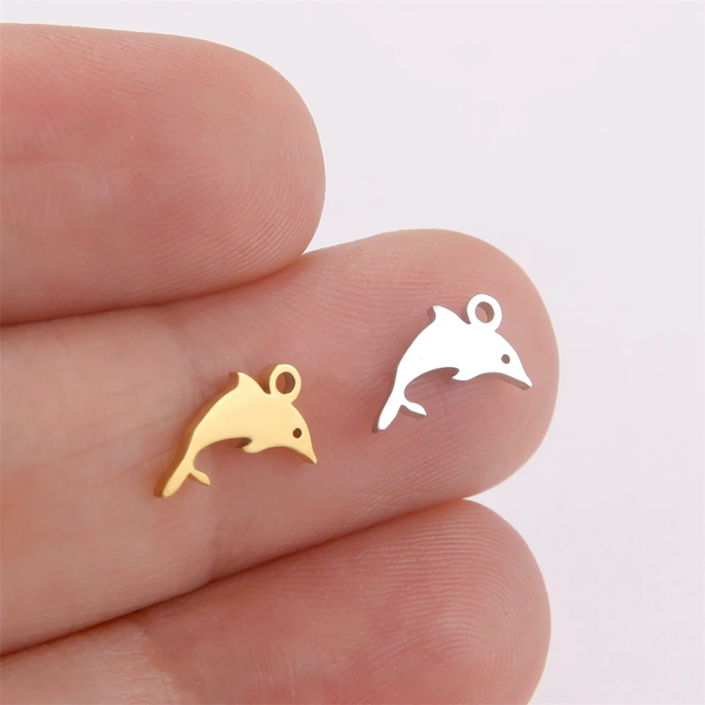 5 teile/los Delphin Elefant Tiere Tiny Charms Edelstahl Pfotenabdruck Libelle Diy Machen Halskette Armband Anhänger Zubehör – Detail 6