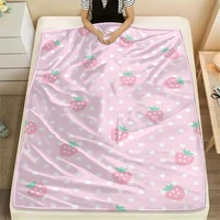 Pink Strawberry Print Flannel Blanket, Soft Warm Cozy Throw for Home Kitchen Sofa Camping Relaxation 4