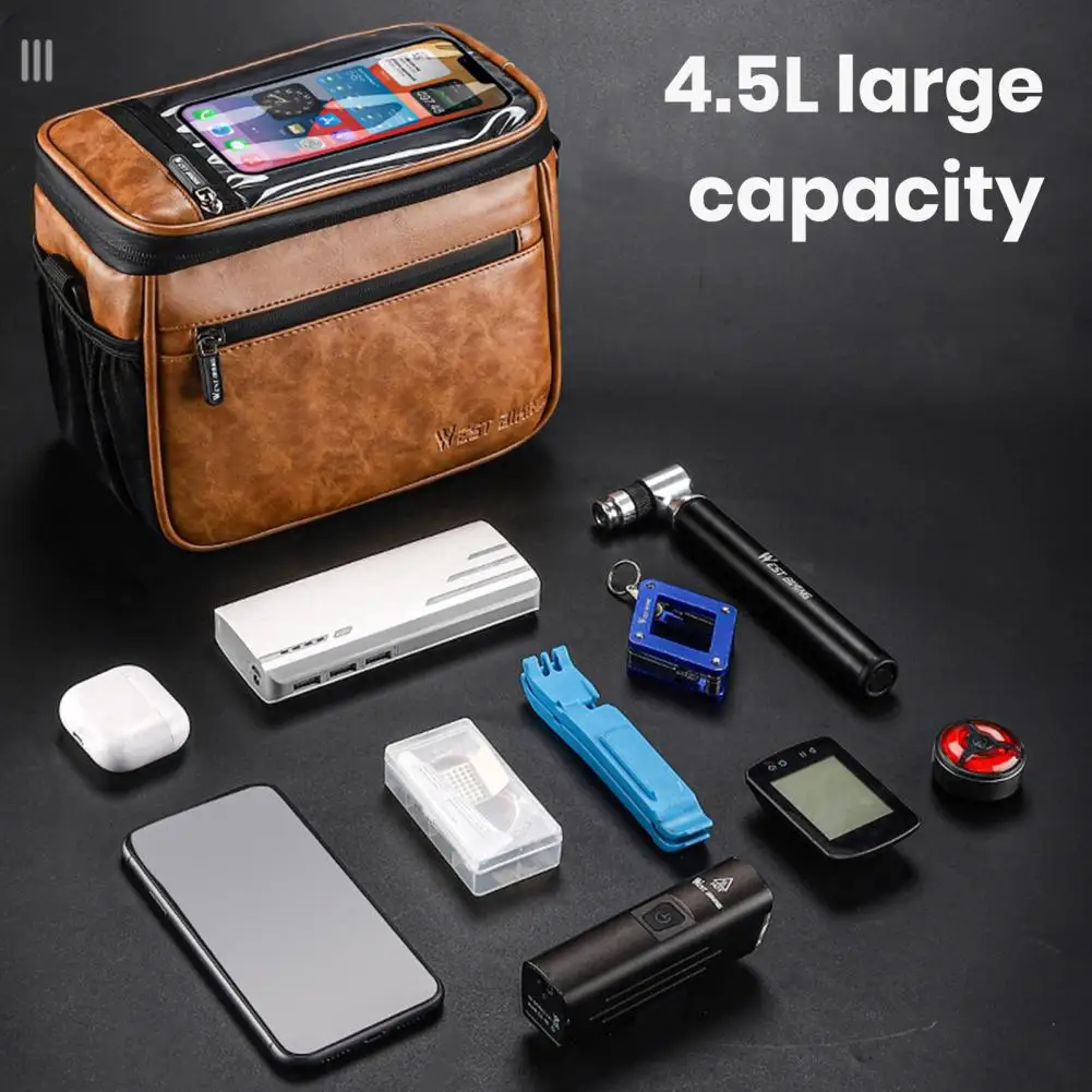 

Bicycle Handlebar Bag Versatile Waterproof Bike Handlebar Bag with Capacity Touch Screen Phone Holder Insulated for Travel