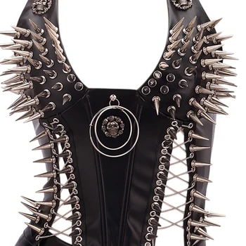 Goth Top Y2K Clothes Women's Tanks Emo Clothing Gothic Boho Tops with Spikes Punk Rock Teens Festival Spiked Bra Grunge T shirt 1