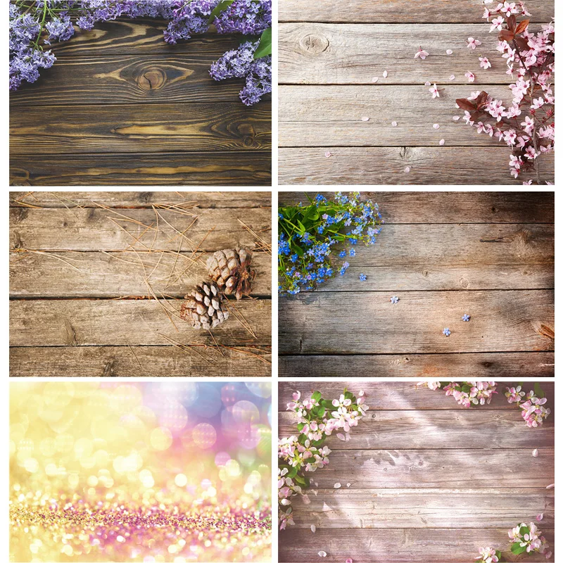 

Vinyl Custom Photography Backdrops Flower and wood Planks Theme Photography Background DST-1035