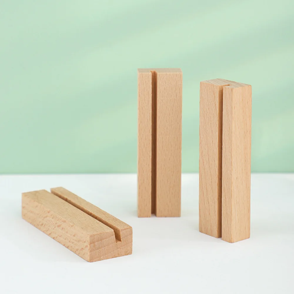 1 Pcs Natural Wooden Place Card Holders Stand Card Photo Clip Holder Wedding Decorations Party Table Number Name Sign