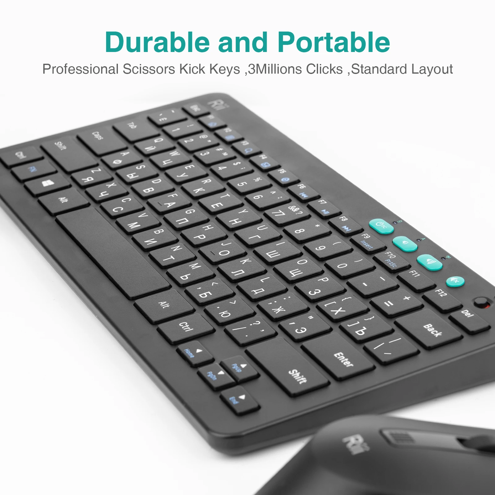 Combo sem Fio de Teclado e Mouse Russo Teclado Multimídia do Escritório para pc Laptop Desktop Negócios 2.4 Rii-rkm709 - Imagem 6
