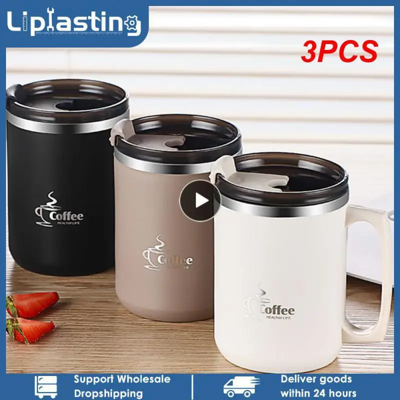 

Герметичная и герметичная офисная чашка для воды из нержавеющей стали, 3 шт., удобная кофейная чашка, рождественский подарок, Студенческая чашка, прочная