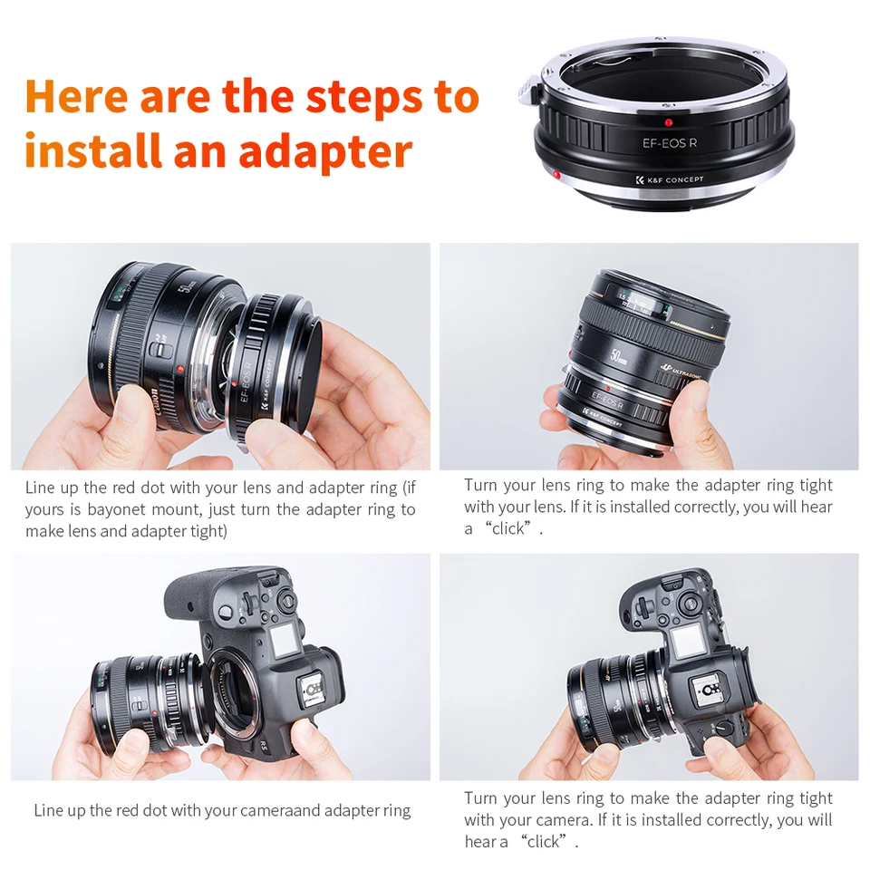 K&F CONCEPT EF-EOS Rカメラレンズマウントアダプターリング キヤノン