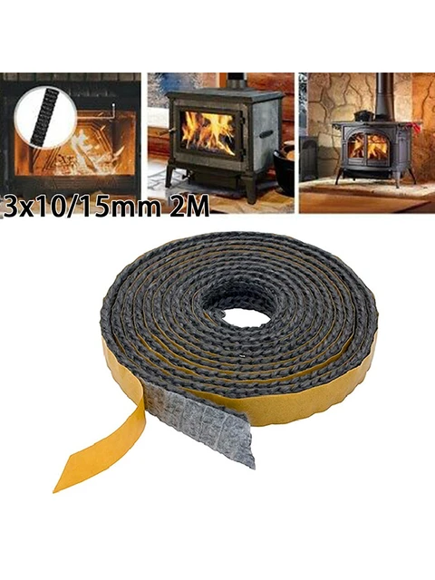 2M Black Flat Stoves Rope Self Adhesive Glass Chimney Door Stove Fireplace  Sealing Tape Replacement Gasket Cord 15 X 2mm - AliExpress