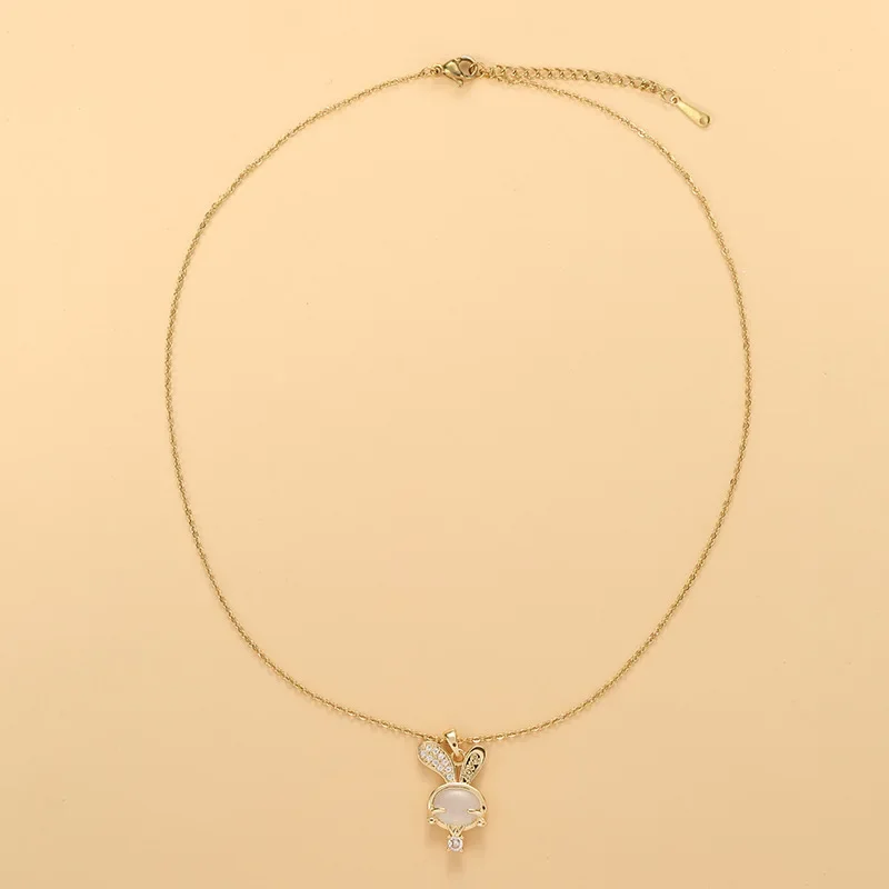 TKJ Fashion Cute Cat Eye Rabbit Pendant Necklace Women's Party Jewelry Exquisite Valentine's Day Gift