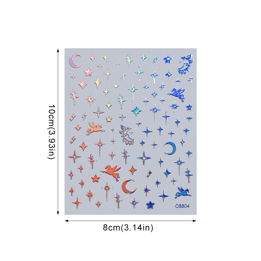 Holographic Rainbow Love Heart Nail Sticker 4/6Sheet/Kit 3D Laser Self-Adhesive Manicure Slider