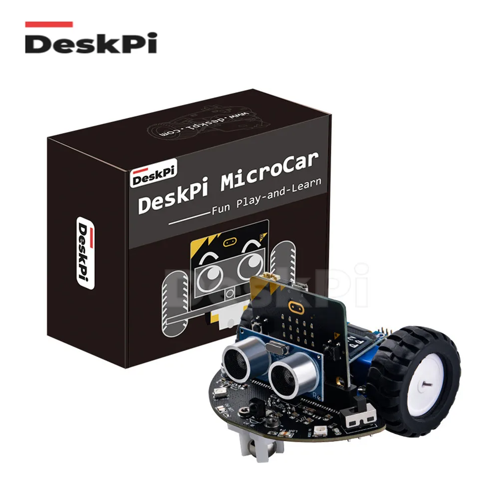 Deskpi Microcar Microbit Per Auto Programmabile Multifunzionale 0.96 "Sensori Di Visualizzazione Oled Ricevitore Ir Ad Ultrasuoni