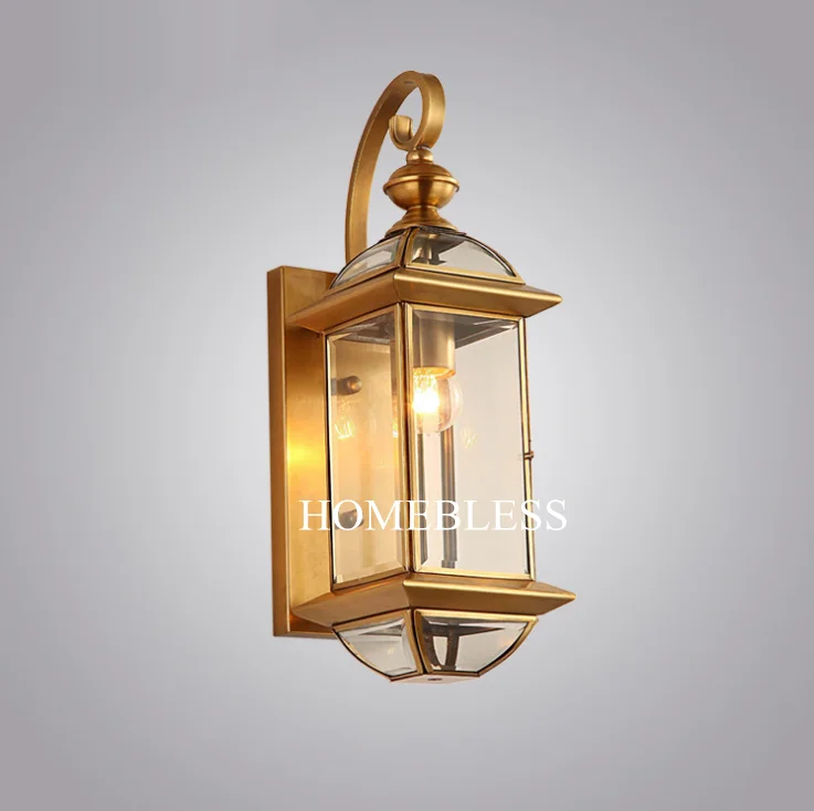 

European Style Copper Wall Lamp Courtyard Outdoor Waterproof Wall Lamp Copper Lamp Balcony Aisle Lighting