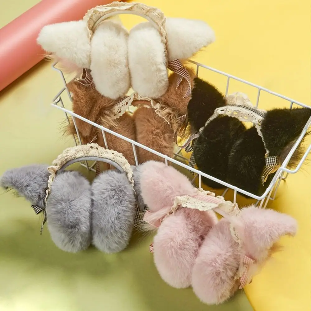Fur Ear Cover Cat Ear Muffs Winter Cute Ear Warmer Earmuffs Soft Plush Earmuffs Lovely Women Girl Fleece Ear Warmer