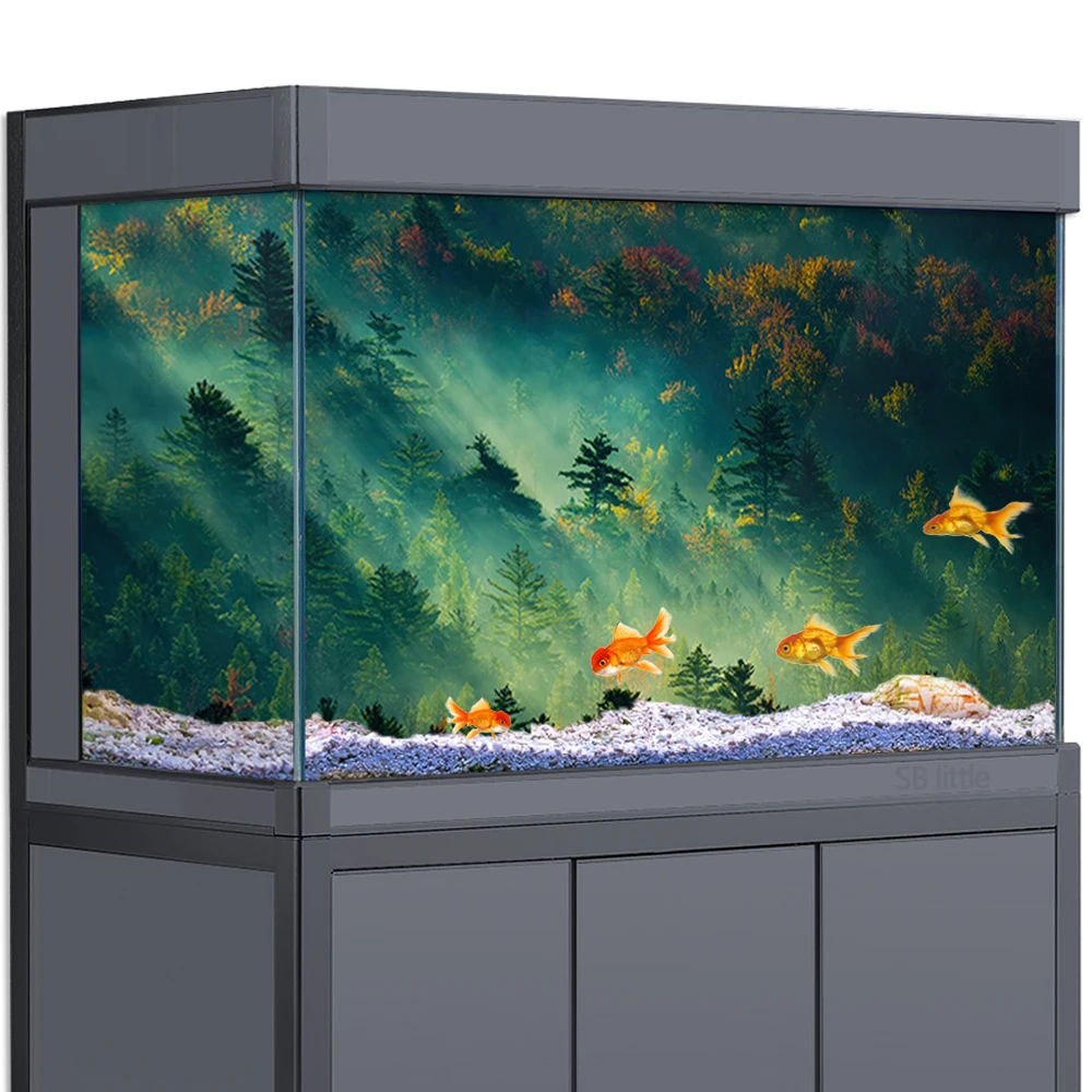 

Reptile Habitat Aquarium Background Forest Nature Scenery 3D HD Printing Wallpaper Fish Tank Backdrop Decorations PVC Landscape