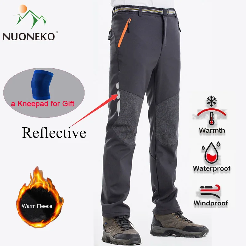 Mens Hiking Fleece Pants Winter Camping Trousers Outdoor Sports Trekking Skiing Waterproof