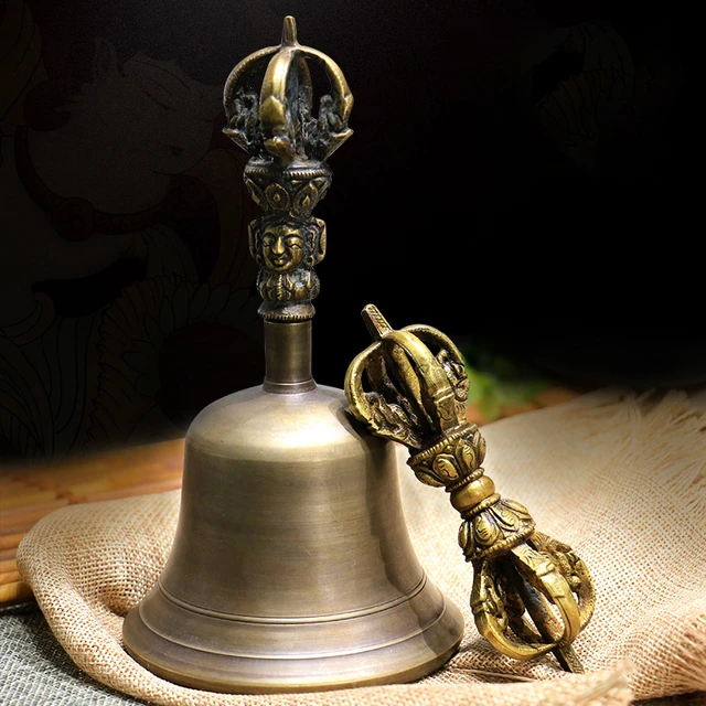 Nepal Buddhist Meditation Bell Handmade Brass Tibetan Bells Chimes Vintage  Hand Bells Music Instrument Yoga Meditation Ornaments