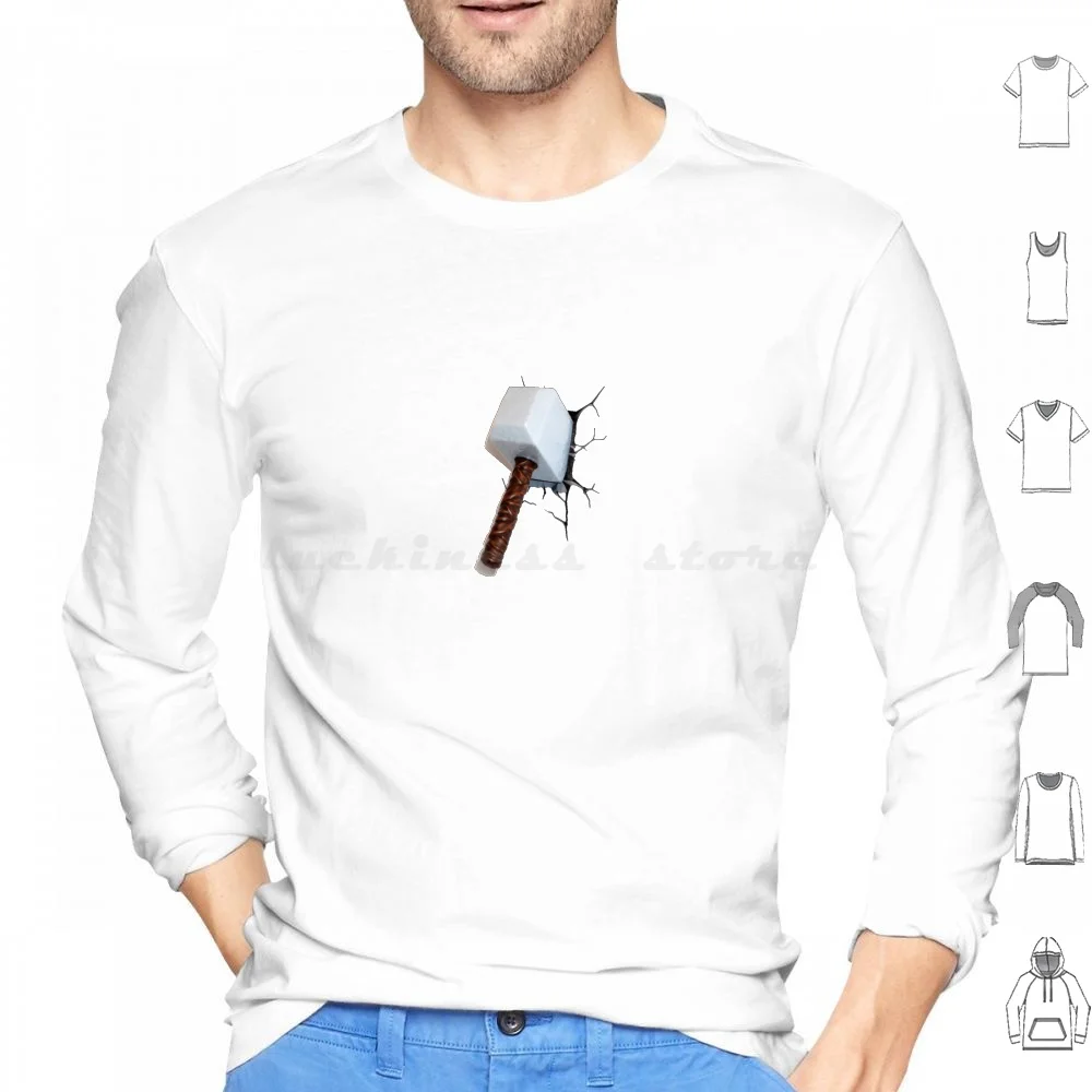 Mjolnir Thor'S Old Hammer Felpa Con Cappuccio In Cotone Manica Lunga Mjolnir Thors Old Hammer Mjolnr Mjolnir Hammer Thors Hammer Odinson