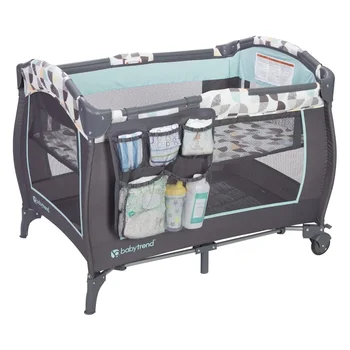 NEW.Trend-E Portable and Compact Newborn Nursery Center Pack and Play Baby Crib with Parent Organizer, Bassinet, and Travel Bag 1
