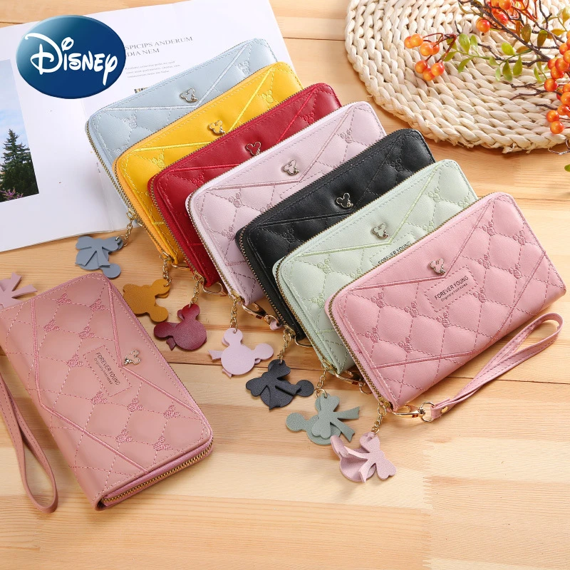 

Disney New Mickey and Minnie Cartoon Embroidered Women's Coin Purse Long Zipper Large Capacity Women's Purse PU Fashion Clutch