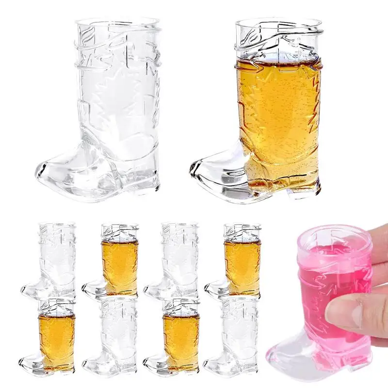 

10pieces Cowboy Boot Cups Transparent Beer Boot Mugs 1 Ounce Beer Mug Compact Cowboy Boot Set Western Themed Rodeo Birthday