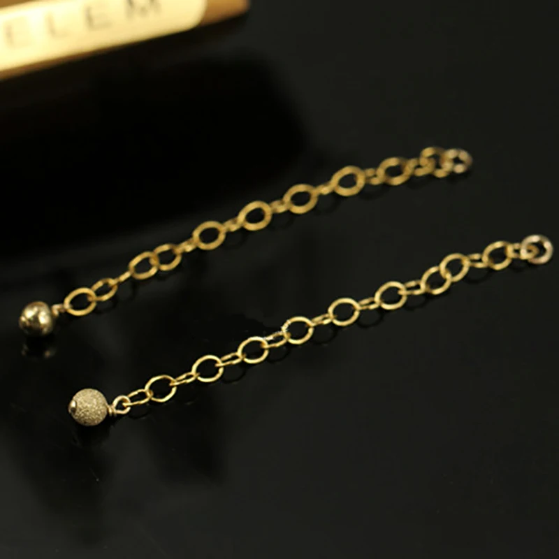 14K Gold Filled With 4.0MM Beads Cable Extender Chain For Bracelet Stardust Bead Charm Jewelry Making Supplies Necklace Chain