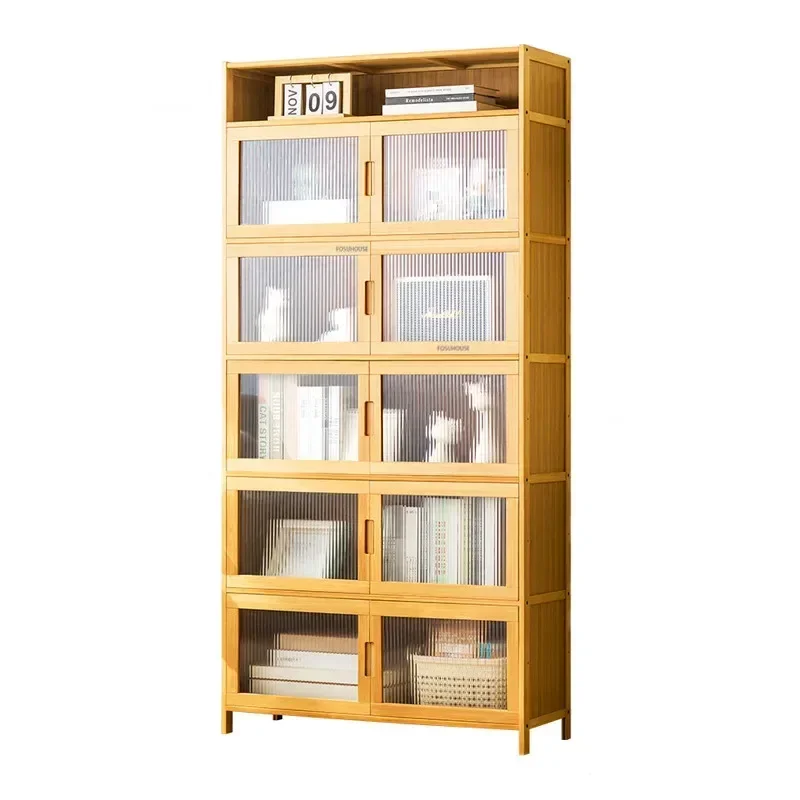 Modern Bamboo Living Room Cabinet Bedroom Changhong Glass Door Layered Shelf Home Living Room Furniture Stand Cabinet