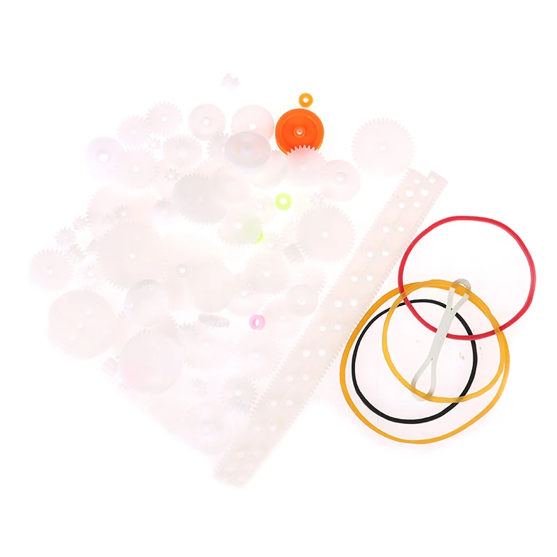 Electric Bike Gear Motor Gear Transmission Gear Electric Chain Saw Gear Cassette Deck Tape Gear 75PCS/set Plastic Gear Rack Pulley Belt Worm Gear Single-and Double-Gear Teeth Toy Car DIY Kit