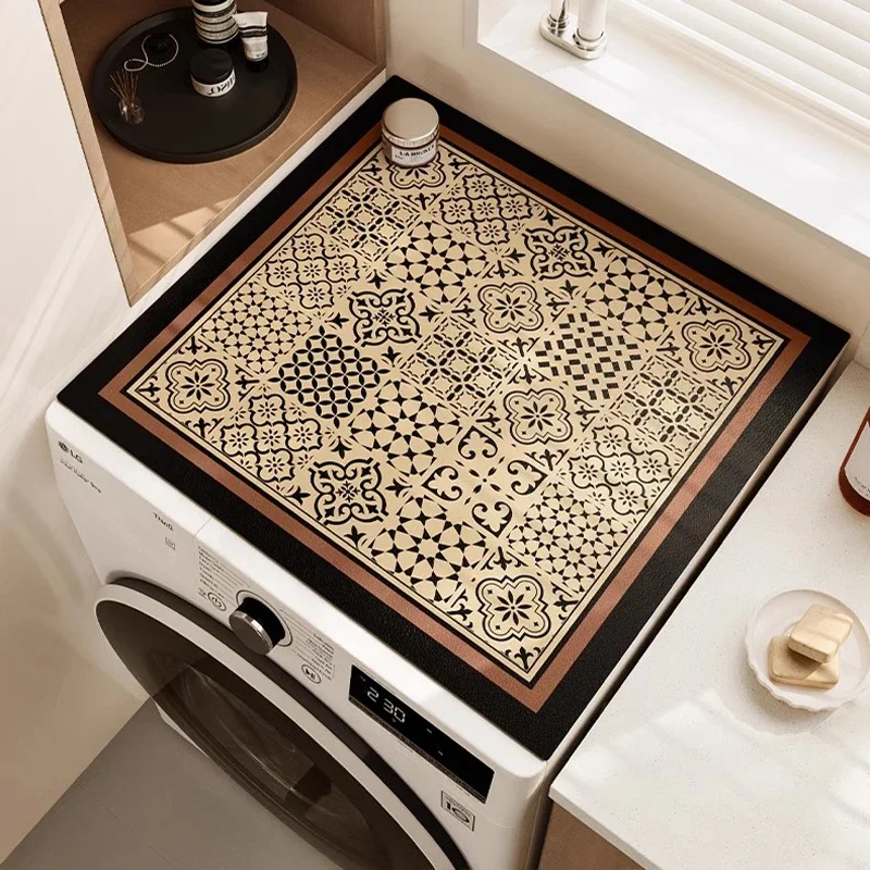 Retro Washing Machine Dust Proof Mat Refrigerator Dust Mats Kitchen Placemat Bathroom Rugs Dust-proof Drain Pad Coffee Table Pad washing machine cover absorbent table mat