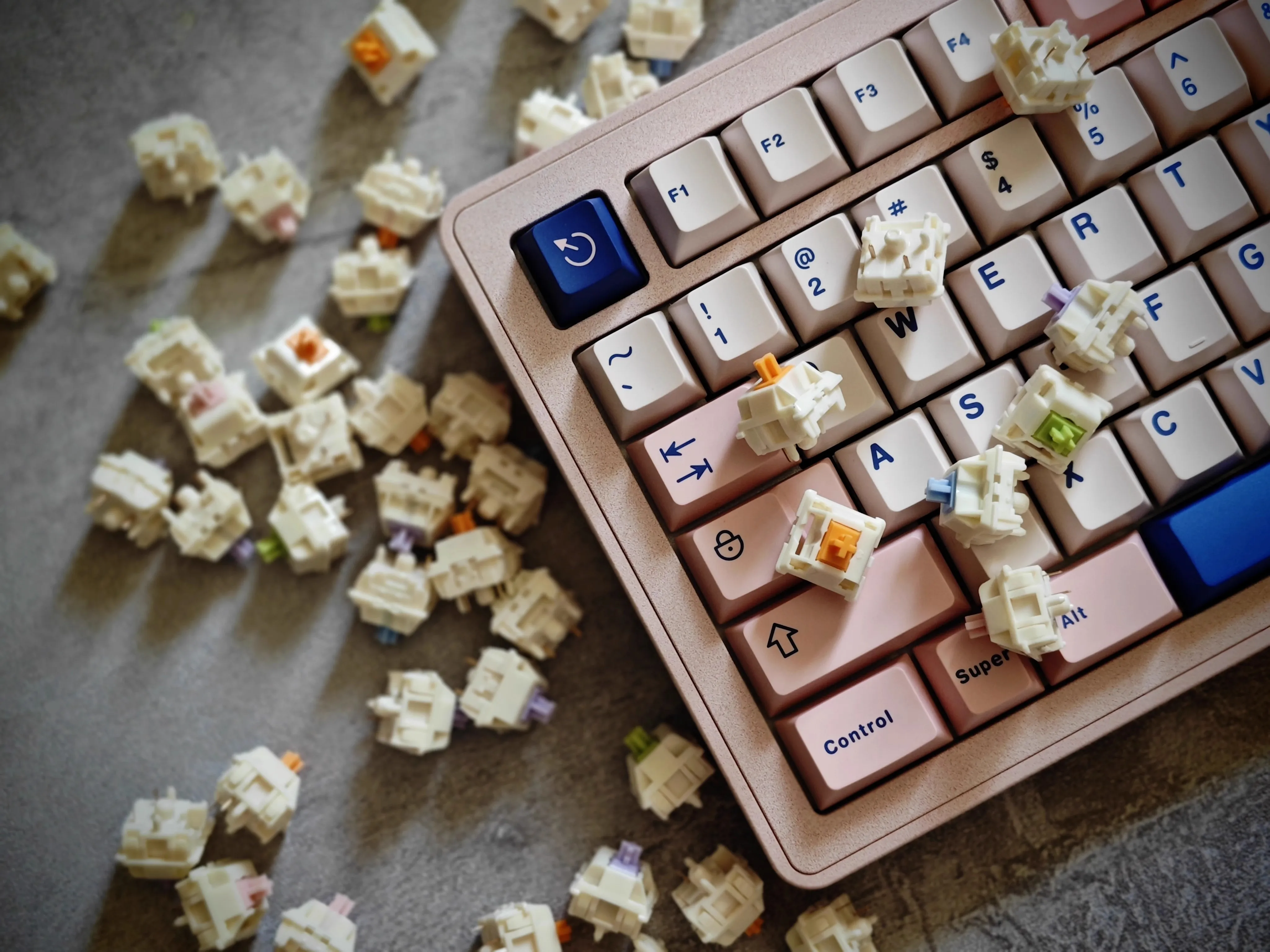 Abs Double Shot Key Caps para Teclado Mecânico Personalizado Azul e Rosa Keycaps Perfil Cereja 64 68 87 96 98 Set - Imagem 3