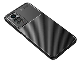 Carbon Fiber Matte Silicone Bumper Case - Soft and Durable Protective Cover for Redmi Note 11 Pro 4G (Black)