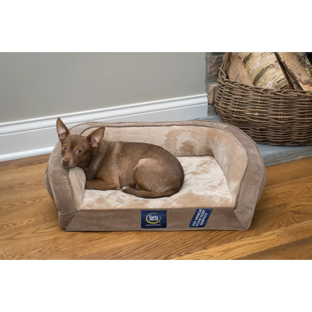 

Serta Gel Memory Foam Quilted Ortho Couch Dog Bed, Small Brown Dog Beds for Medium Dogs Dog Beds Sofa Bed