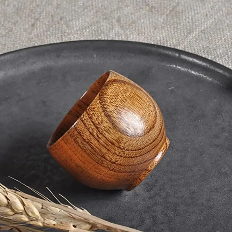 1pc Classic Mini Tea Cup Environmental Protection Solid Wood Cup Small Wood Texture Retro Tea