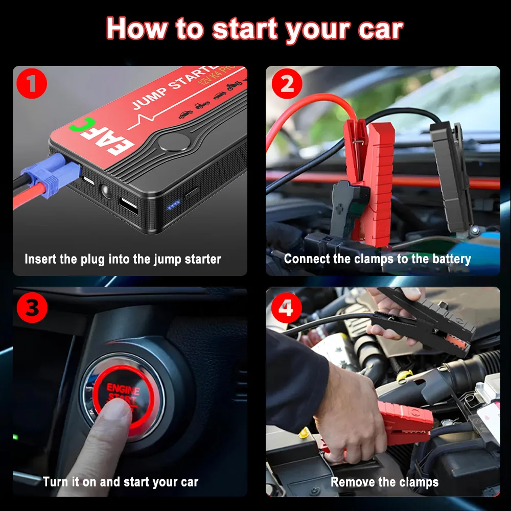 Booster Caricabatterie Portatile Avviatore Di Emergenza Per Auto E Furgoni - Jump Starter E Caricabatteria Portatile Booster Batteria - Foto 10