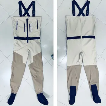 Men's Stockingfoot Chest Waders with Front Zipper Women Waterproof Breathable Split Pocket Wade Clothing for Fly Fishing Hunting 1